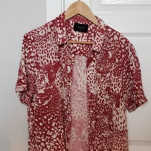 Rollas tiger print button down shirt